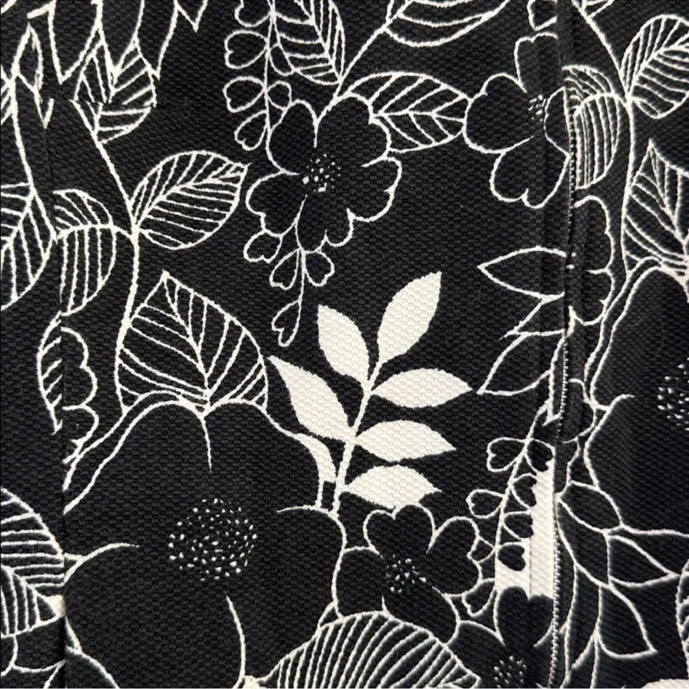Parisian Signature Floral Zip Front Jacket Medium Black White Career Blazer - Picture 5 of 7